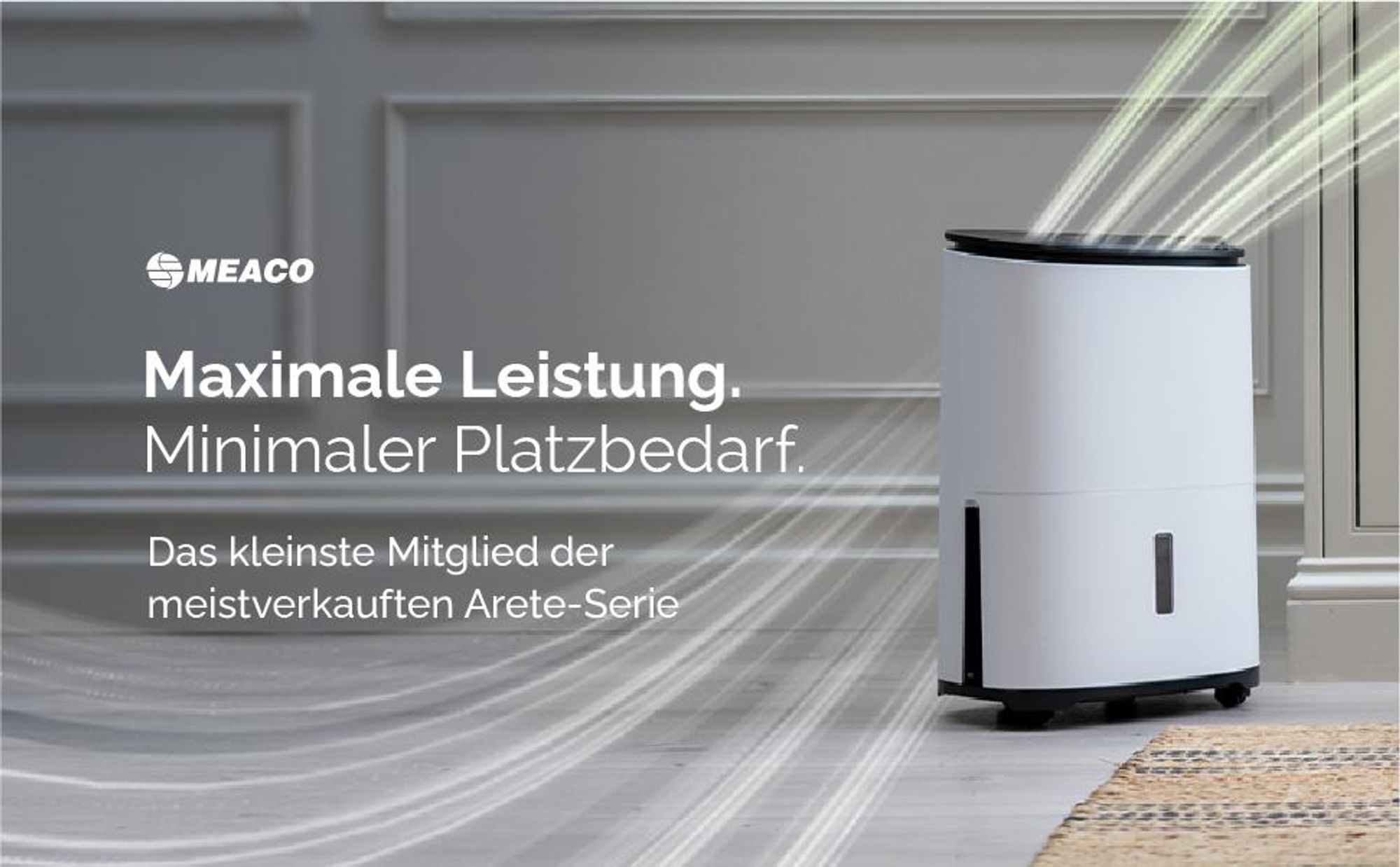MeacoDry Arete® One 6L Luftentfeuchter & Luftreiniger in Beige, für Räume bis zu 25 m², H13 HEPA-Filter, Wäsche- & Nachtmodus, 1,8 L Tank
