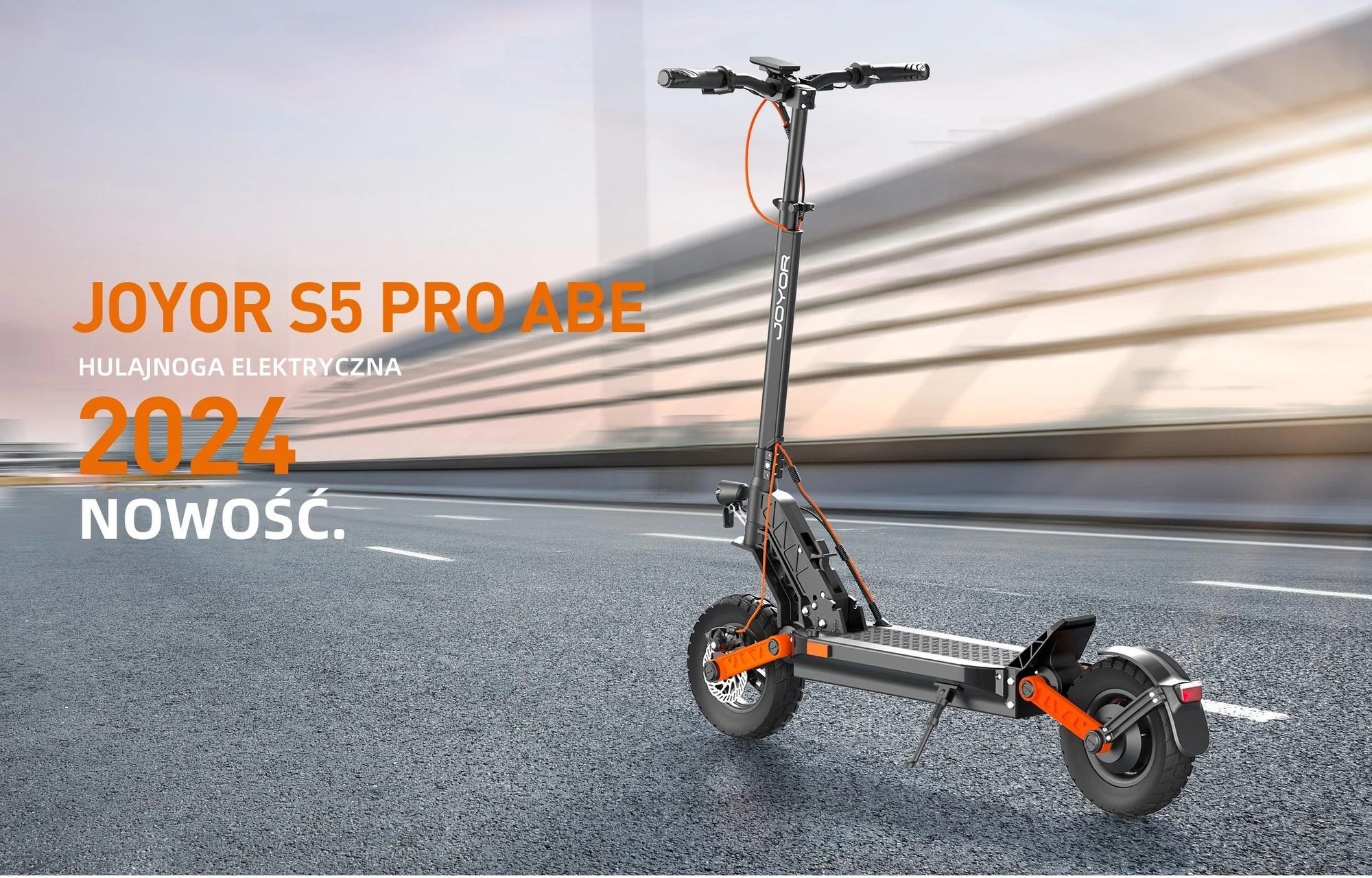 Hulajnoga elektryczna JOYOR S5 PRO z certyfikatem ABE - silnik 500 W, akumulator 48 V26 Ah, zasięg 55 km, hamulec tarczowy - czarny