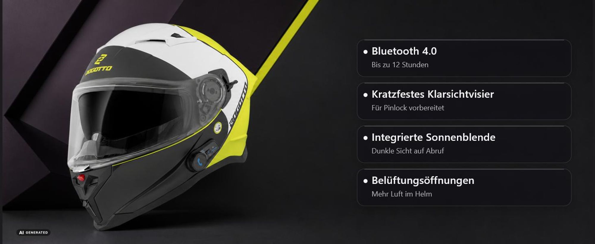 Bogotto H153 BT SPN Bluetooth Helm, schwarz matt/grau, M (57/58)