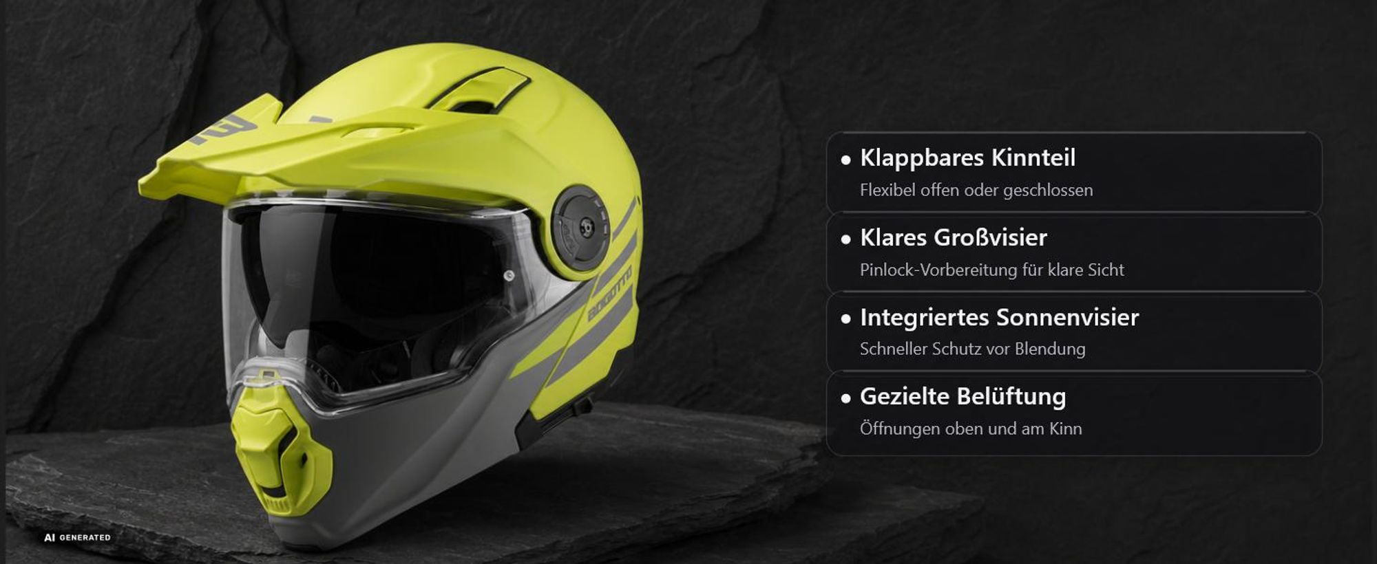 Bogotto FG-102 Duo Fiberglas Enduro Klapphelm, grün matt, M (57/58)