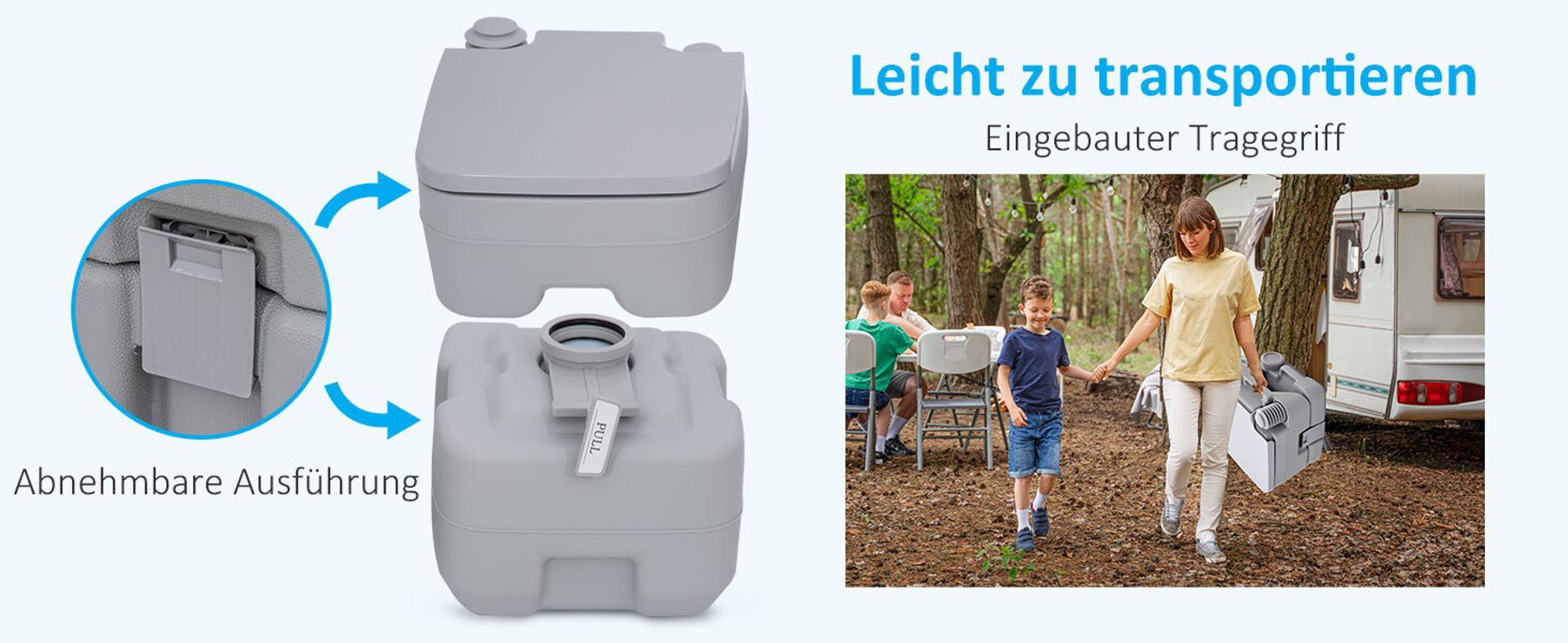 Outsunny Campingtoilette, 20 L Mobil-WC, Camping-WC mit Spül- und Abwassertank