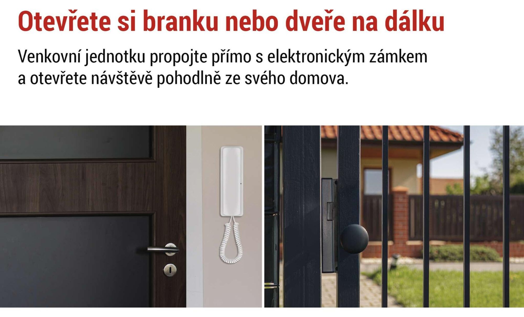 EMOS audio dveřní interkomová sada, bezdrátová, audiovrátný s možností otevírání dveří, přípojka napájení (230V/12V), bílá, H1088
