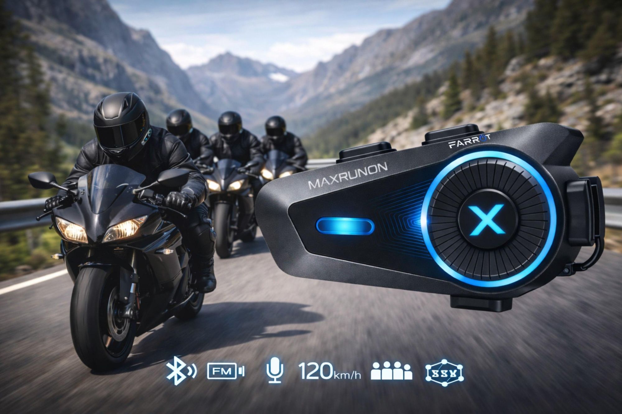 Interkom motocyklowy FARROT D10 z redukcją szumów ANC i ENC do jazdy w trasie