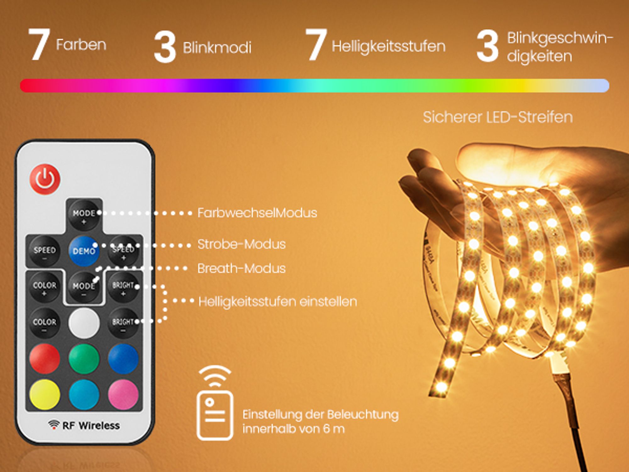Eckregal mit 5 Ebenen, Bücherregal mit einstellbarer LED-Beleuchtung