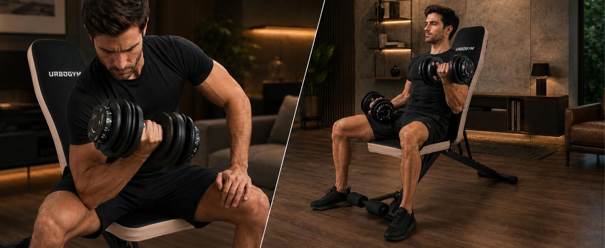 URBOGYM CQ-843 klappbare Hantelbank, Rückenlehne 8-fach, Sitz 4-fach verstellbar, bis 200 kg belastbar