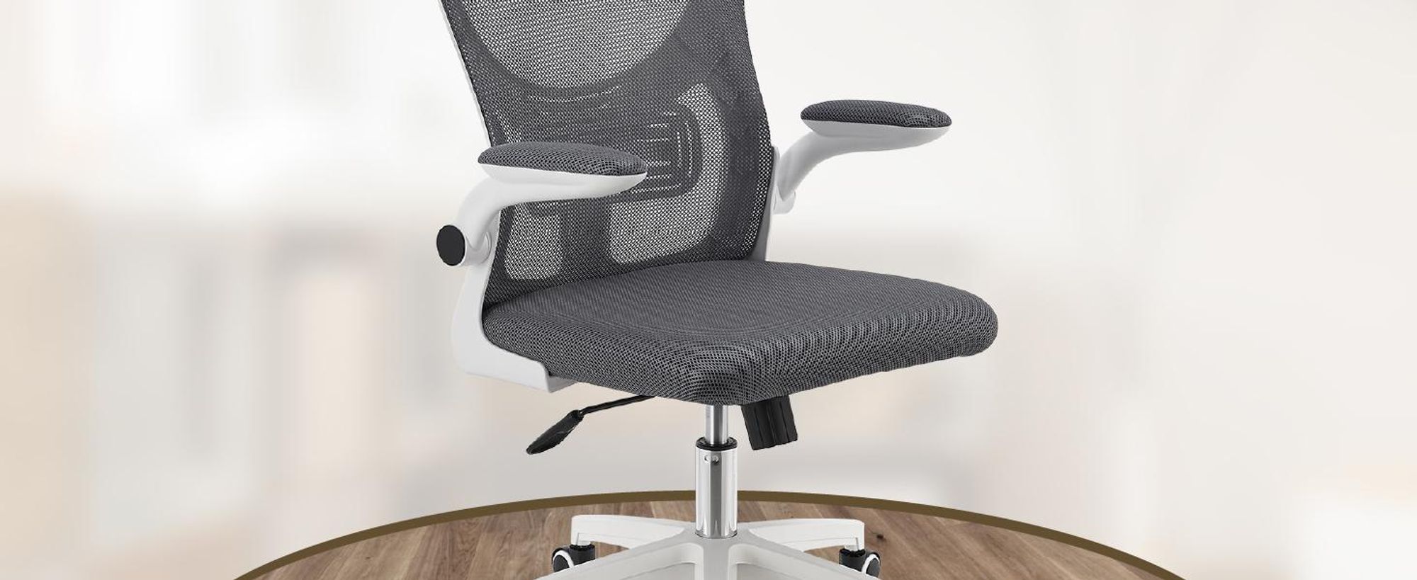 Juskys Bürostuhl Baltimore mit Rollen & Armlehne - ergonomisch & höhenverstellbar - Grau