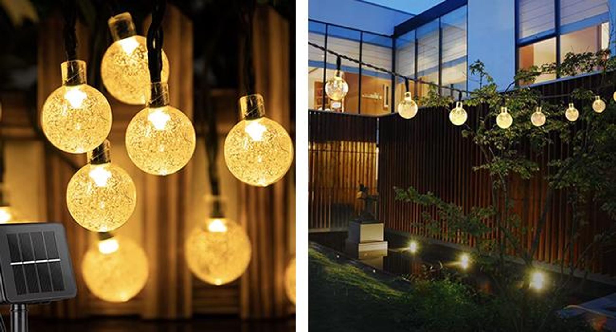 KRUMAD Solar LED-Lichterkette 100 LEDs – 14m IP65 Wasserdicht Warmweiß – Outdoor Garten Terrasse Balkon Beleuchtung