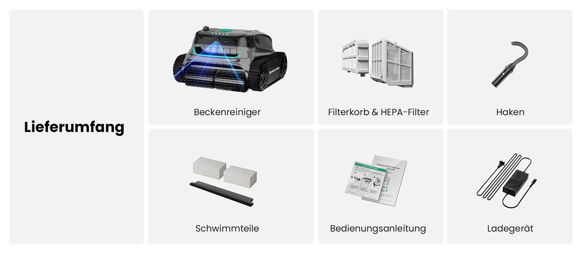 WYBOT S2 Vision kabelloser Poolroboter mit integrierter AI Kamera 210 Min Betriebszeit 8 verschiedene Reinigungsmodi