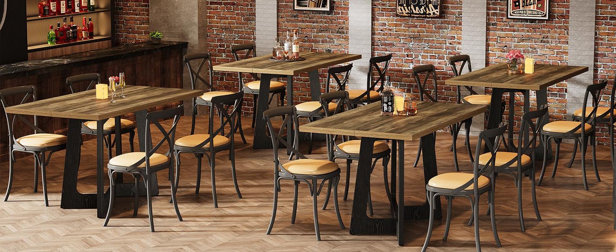 Tribesigns 120 cm Esstisch für 2–4 Personen, Kleiner Küchentisch mit stabilem Säulenfuß, Landhaus-Möbel aus Holz für Küche & Esszimmer in Räumen