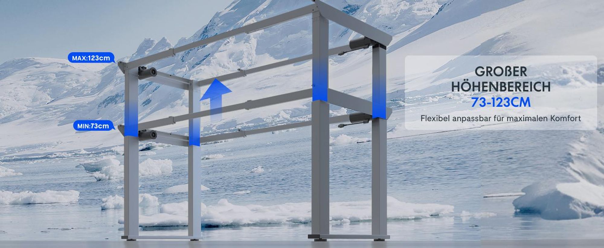 FLEXISPOT Höhenverstellbarer Schreibtisch Gestell Elektrisch mit 4 Beinen, Doppelmotor 200 KG TRAGLAST, 3 Speicherplätzen Sitz-Steh-Erinnerung Grau
