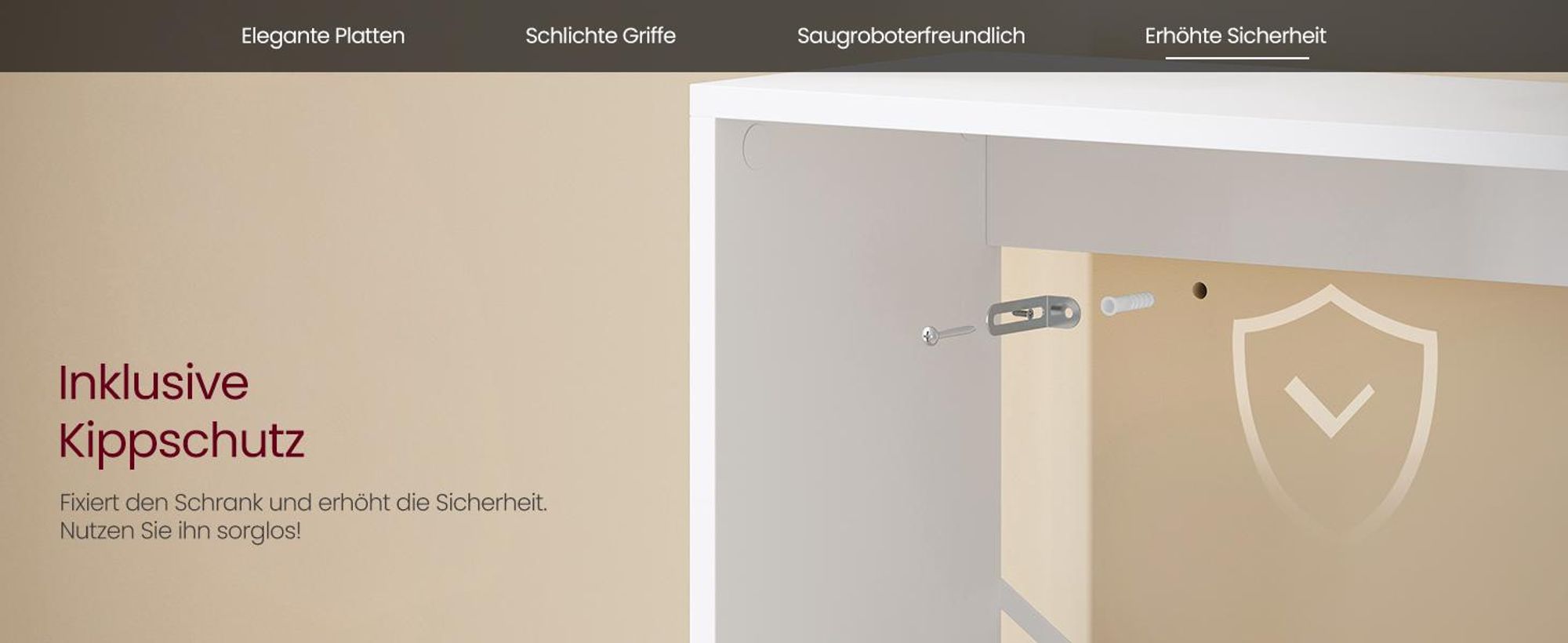 Schmaler Schuhkipper, Schuhschrank mit 3 Klappen, für Eingangsbereich, Flur, Mid Century Modern, weiß