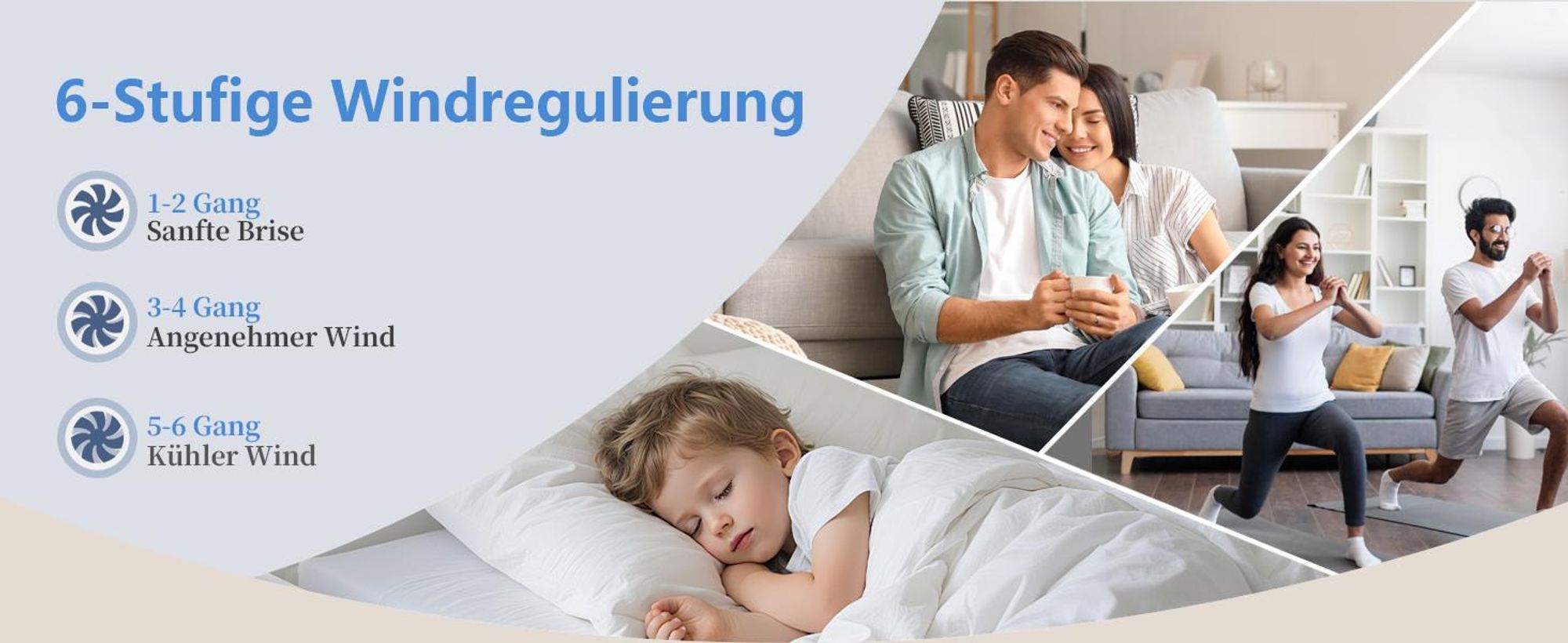 ZMH LED Deckenventilator Fernbedienung Dimmbar Deckenleuchte mit Ventilator Lampe Decke Leise Modern Deckenlampe Blau 5 Flügeln für Schlafzimmer