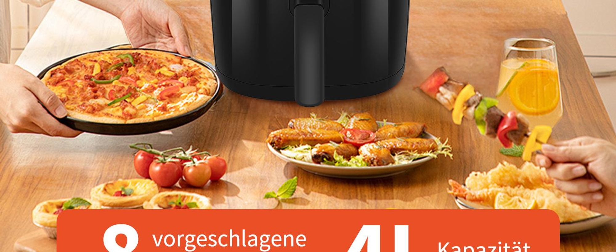 Aigostar - 4L Heißluftfritteuse mit 1500 W und schneller Luftzirkulation, Airfryer für den Hausgebrauch , 30-Minuten-Timer, einstellbare Temperatur