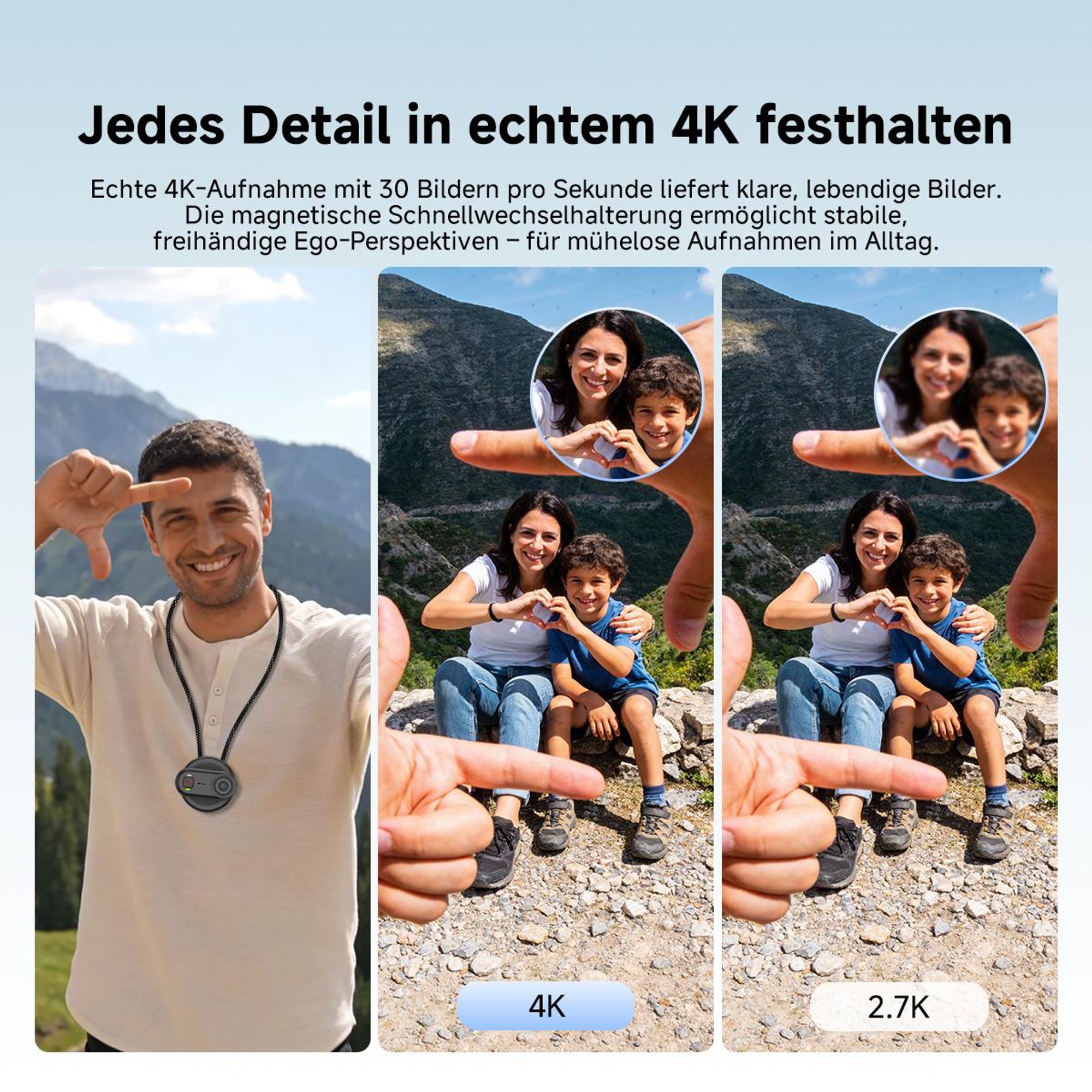 SVBONY SVGo M3 POV Action Kamera, 4K/30fps, 64GB Speicher, 43g Ultraleichte, Mini Bodycam, IP68 Wasserdicht bis 10m, 300 Min Akkulaufzeit, WLAN App
