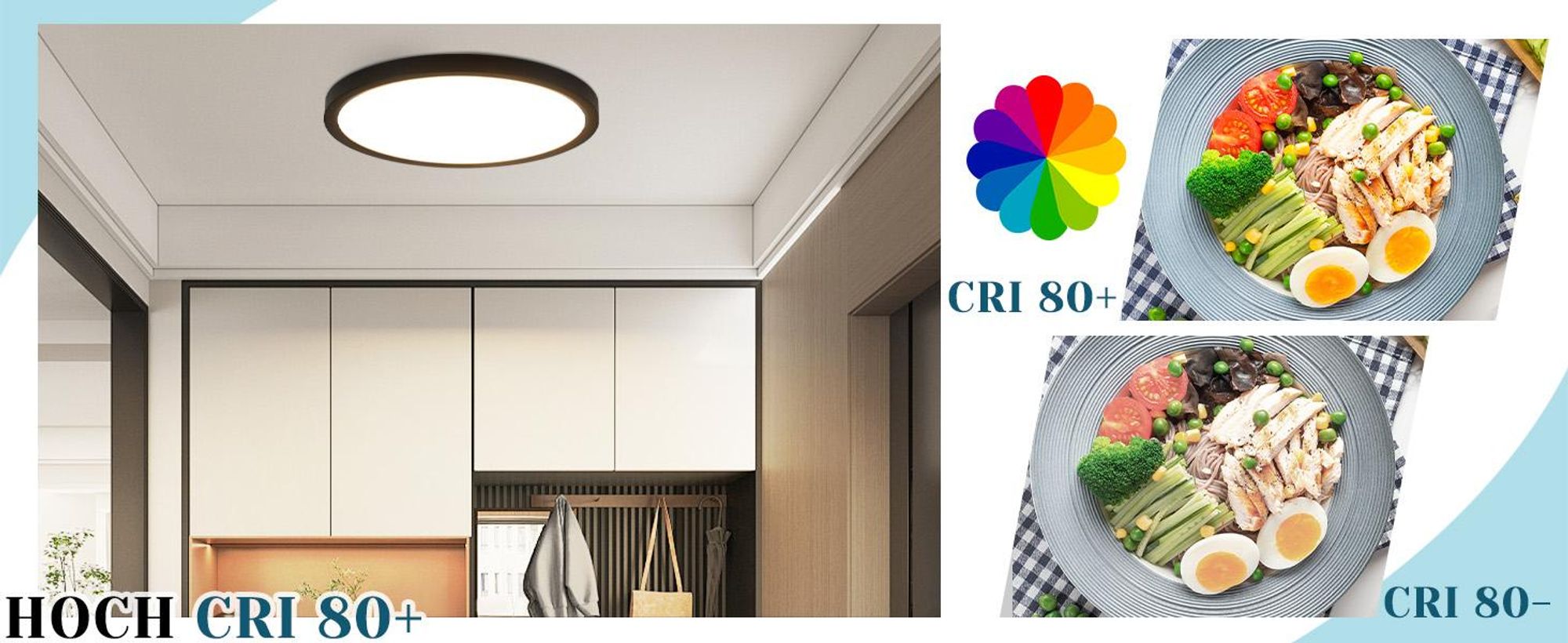 ZMH Plafonnier LED salle de bain - Ø30cm lampe de salle de bain noir lampe de cuisine ronde chambre à coucher éclairage de plafond 24W lampe de couloir 3000K lampe de salle de bain cuisine couloir