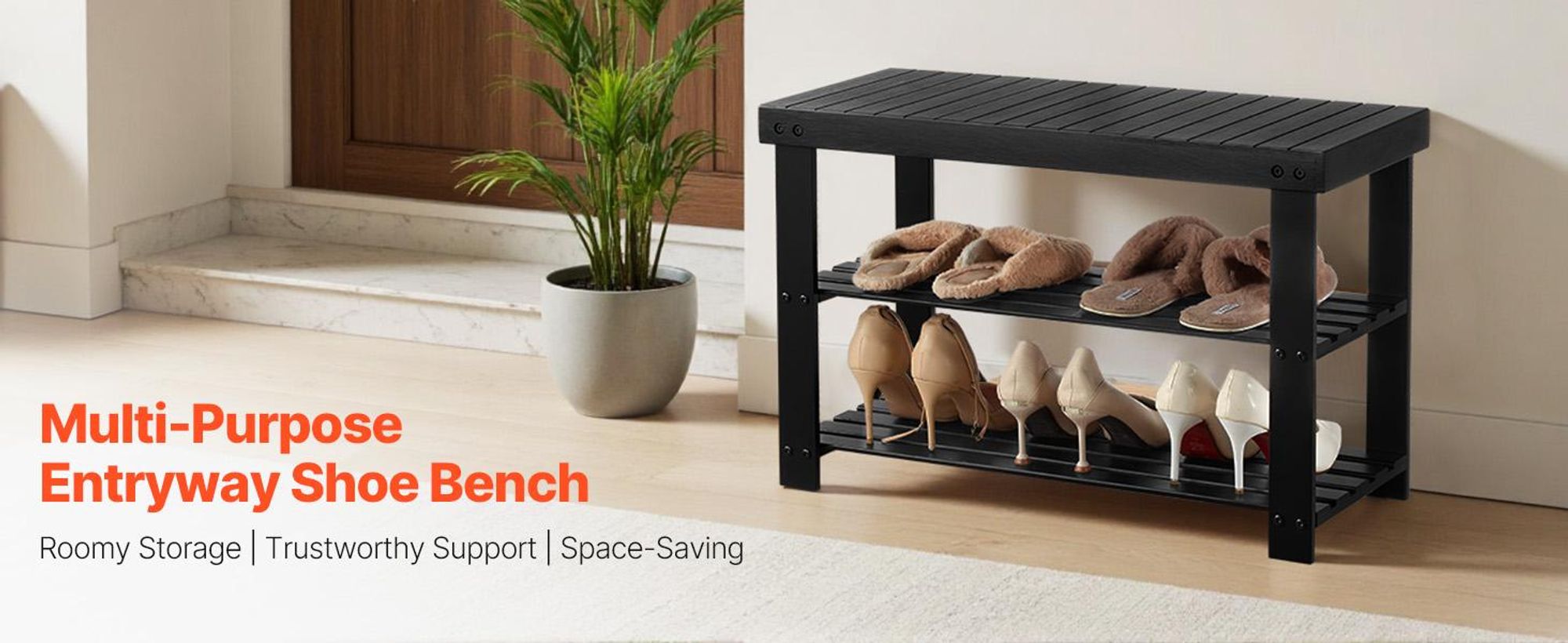 VEVOR Schuhregalbank Schuhbank (703 x 288 x 451 mm), Eingangsbereichsbank aus Ba
