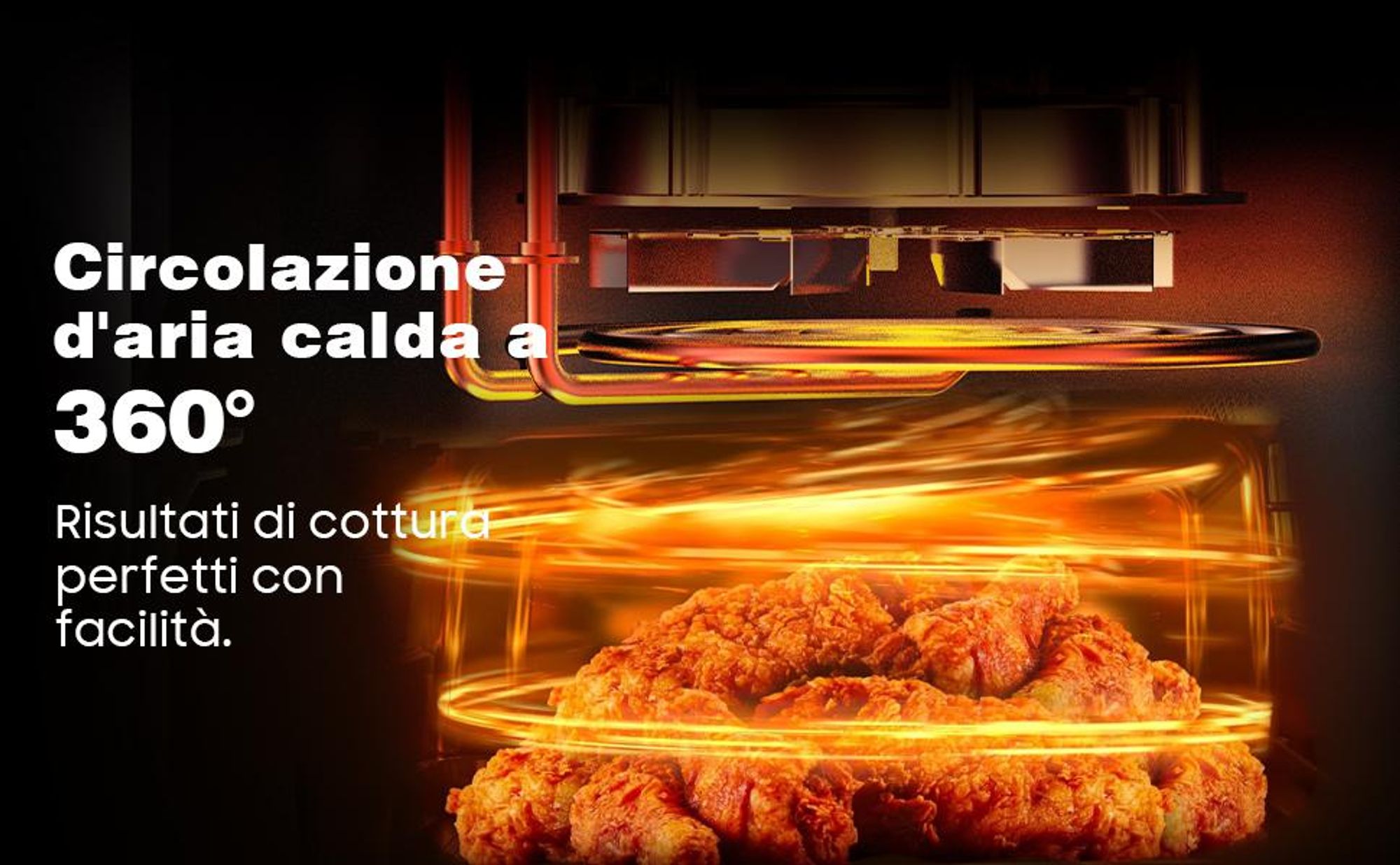 Friggitrice ad aria 9L grande capacità, 2350W, schermo touch LED, 9 programmi preimpostati, circolazione aria calda a 360°