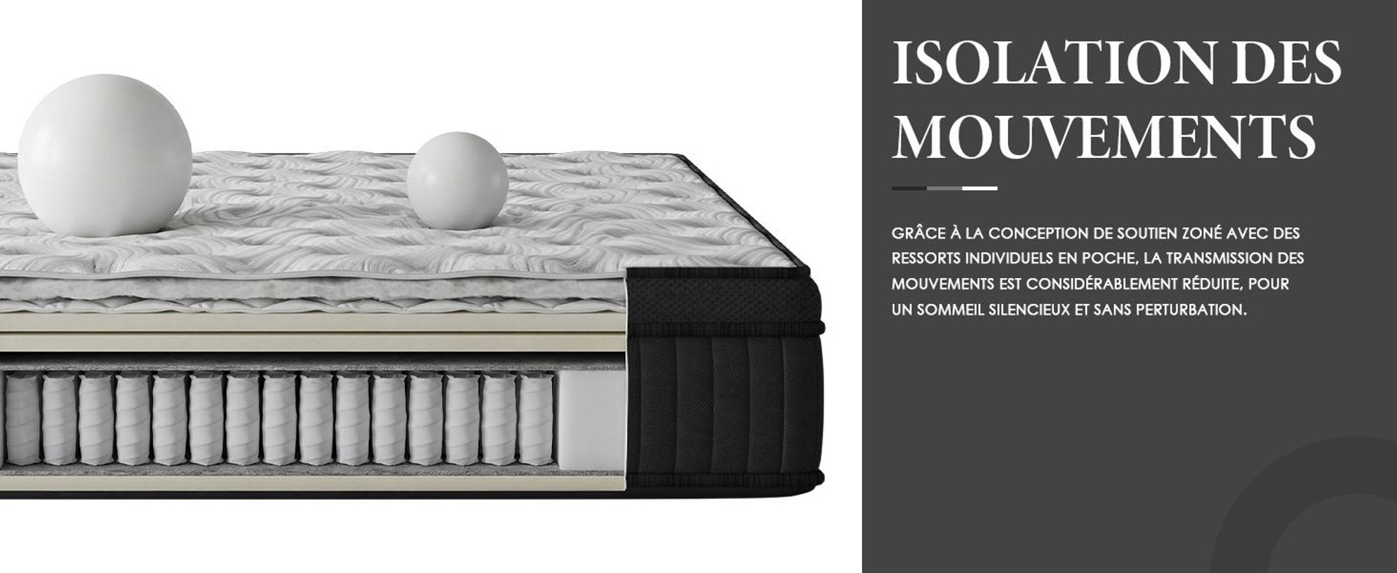 DEWINNER Matelas Hybride 160x200x25 cm, Mousse à Mémoire de Forme et Ressorts Ensachés Indépendants, Isolation des Mouvements, 7 Zones de Confort
