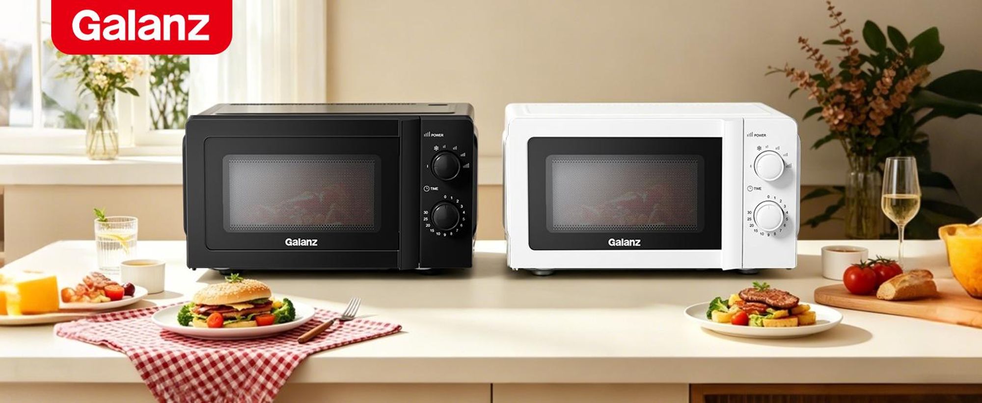 Galanz Mikrowelle 20L 700W Drehregler 6 Leistungsstufen Auftaufunktion schwarz