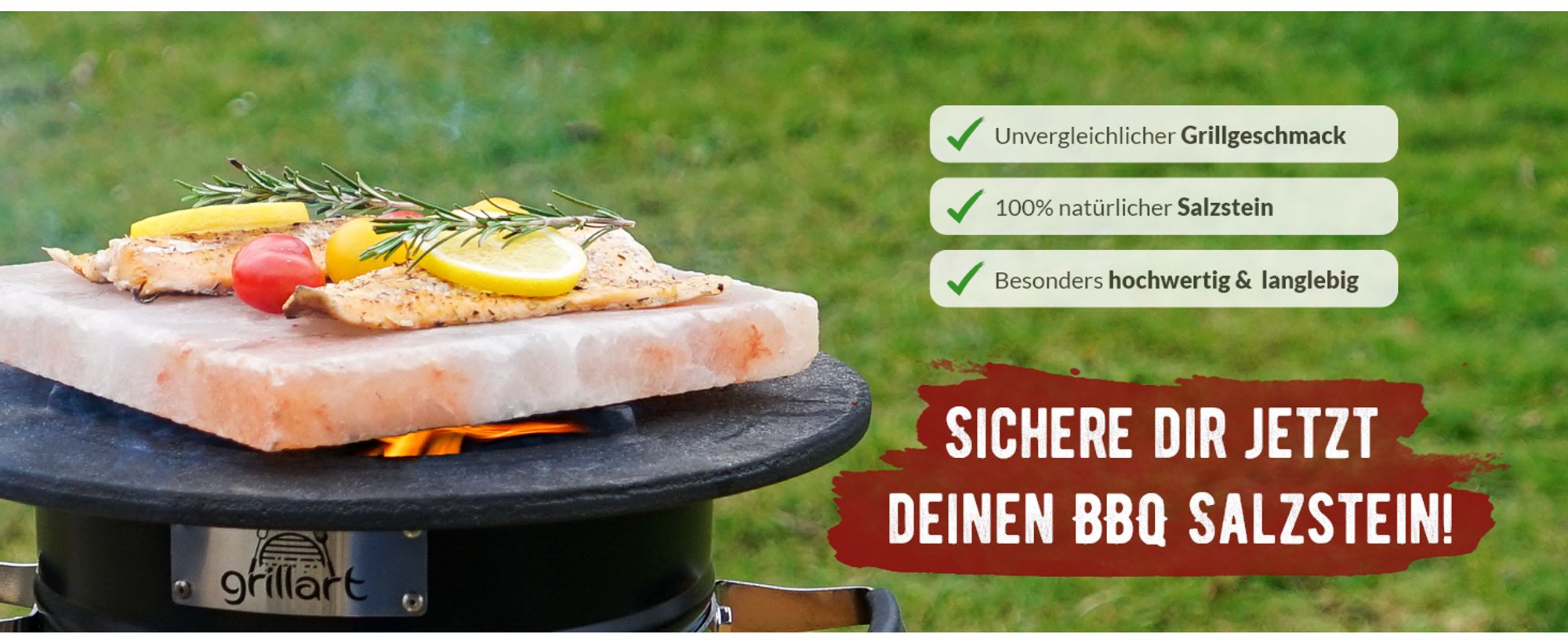 grillart® Hochwertige Salzsteine zum Grillen - 2er Pack Rechteckig