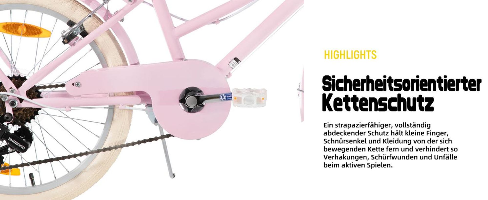 Mädchen Kinderfahrrad 20/24 Zoll, 7-Gang Shimano, V-Bremsen, Weidenkorb, Prinzessinnen Stil