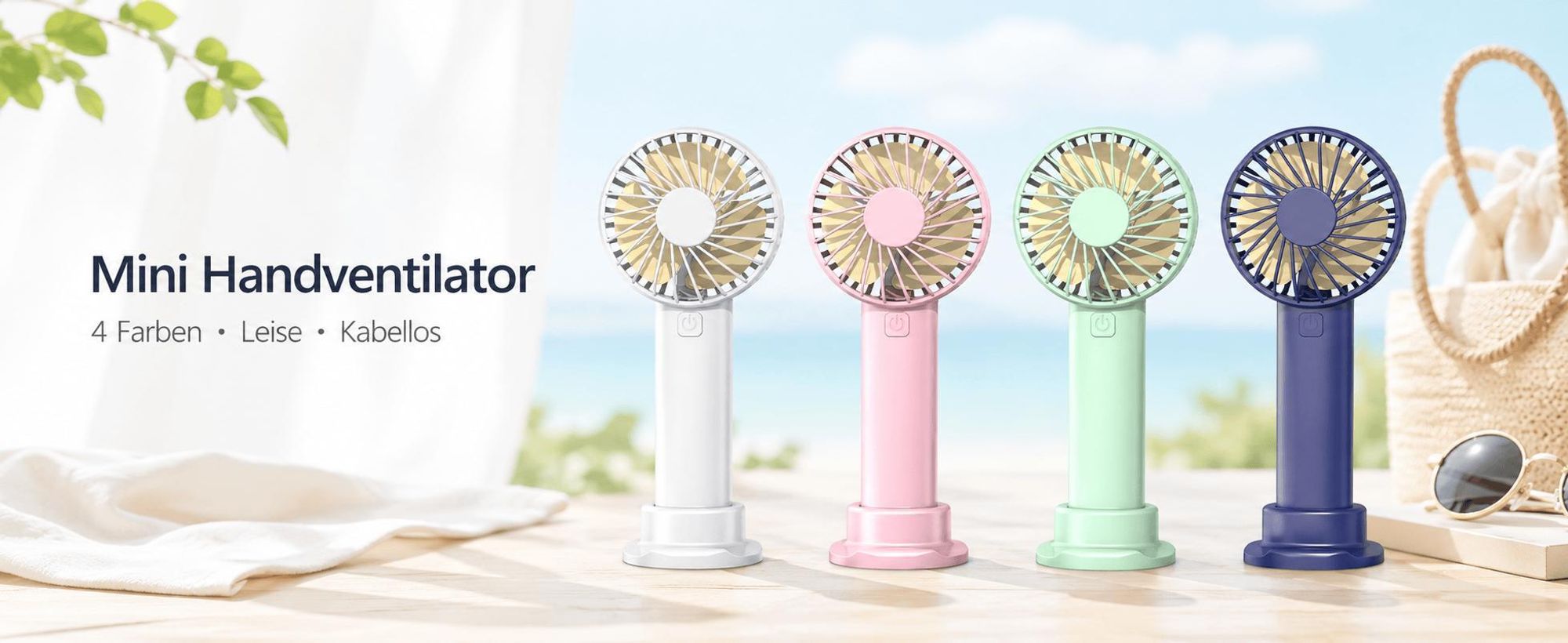 Tischventilator Leise 3 Windstufen 10 Stunden Laufzeit Extrem Starker Wind Wiederaufladbar