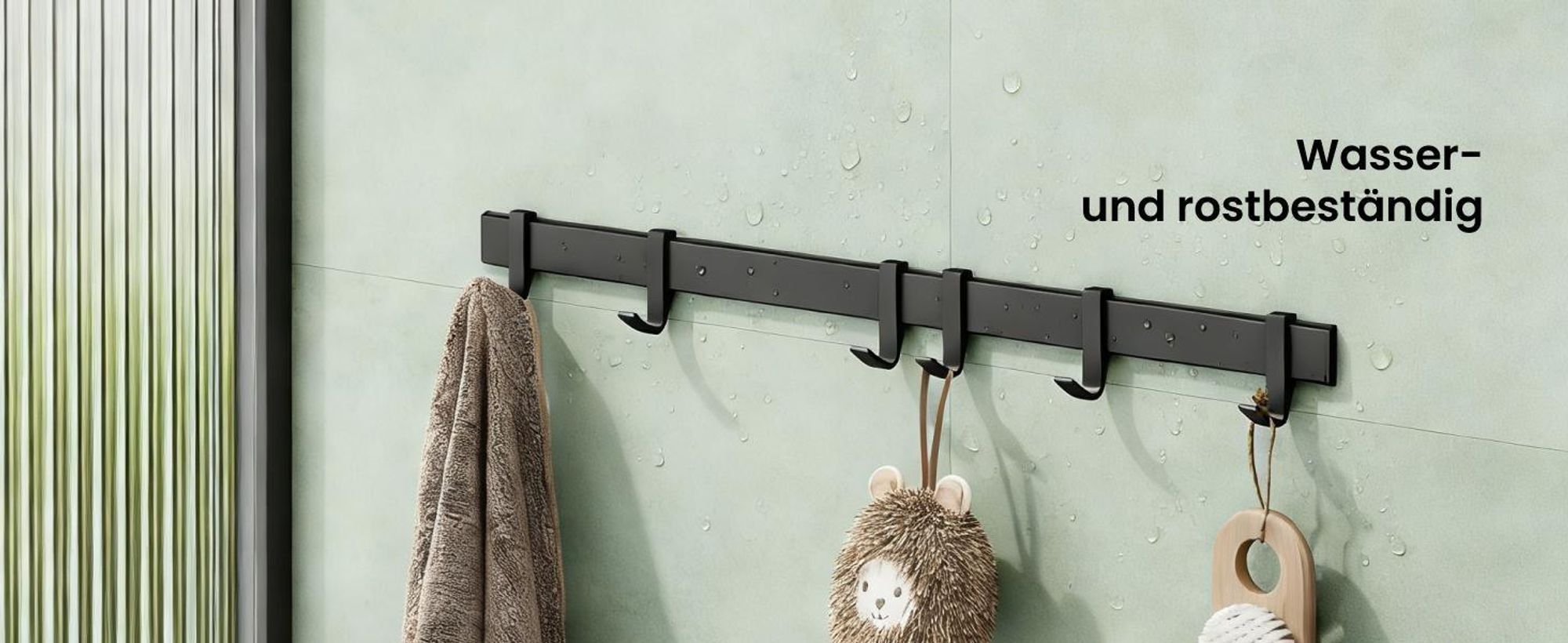 Mai & Mai Kleiderhaken Wandgarderobe Wandhaken aus Aluminium mit 6 Verschiebbare Garderobenleiste Garderobenhaken 60cm Matt weiß Stalo-12