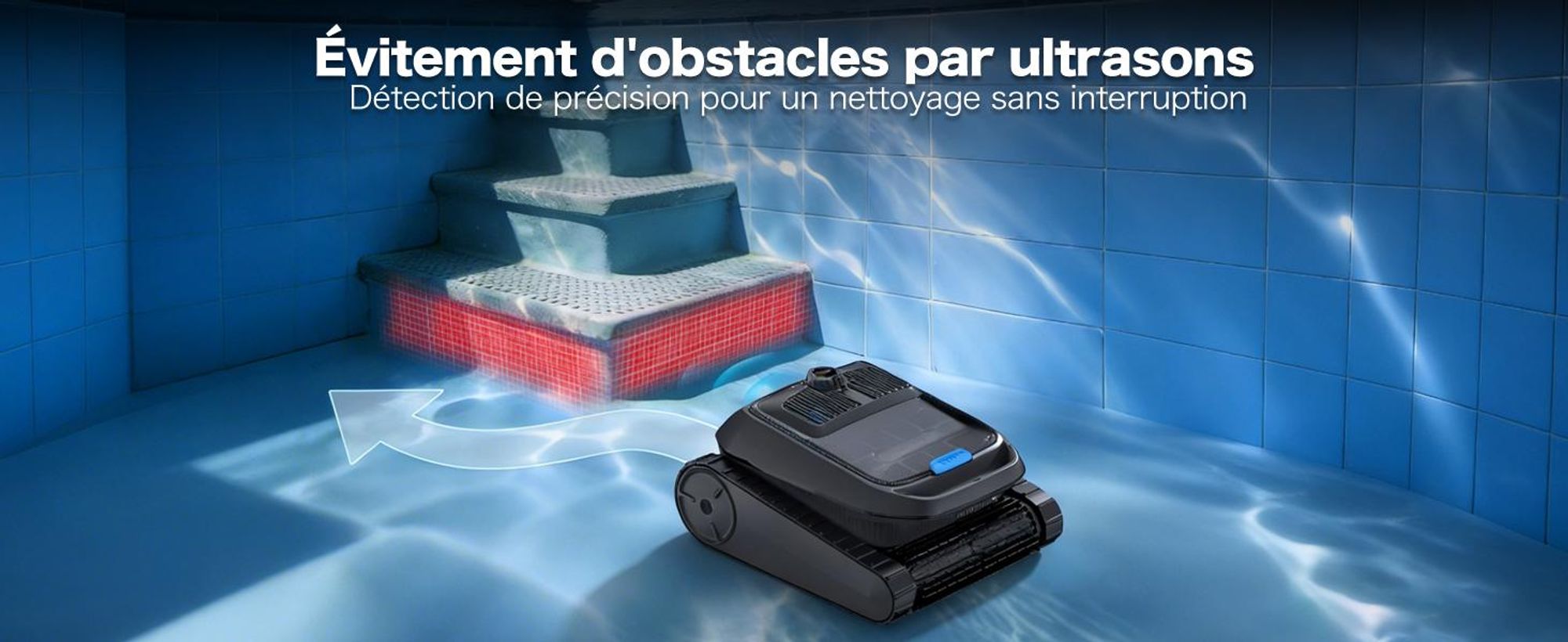 Robot de piscine AIRROBO CP400, navigation intelligente, fonction d'auto-stationnement, nettoyage tout-en-un de la surface de l'eau, du fond, des parois et de la ligne d'eau