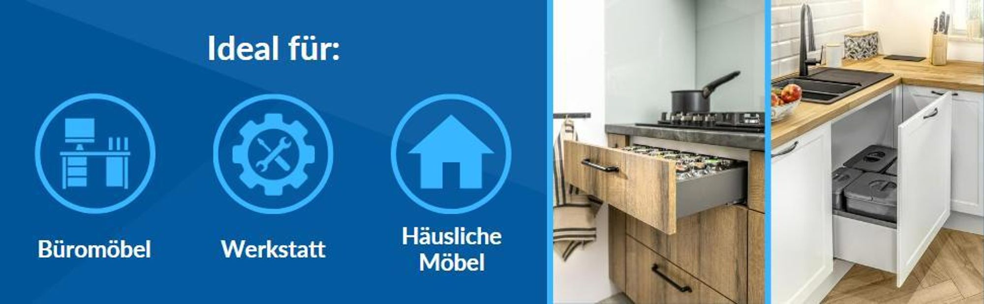 GTV - Unterflurführung mit Retarder PRO I L=550 mm I 3D-Verstellung I Wandstärke: 16-19 mm I Belastbarkeit bis 35 kg I Lebensdauer bis 60 000 Zyklen I Synchronisierte Auszugsführung I 1 Paar