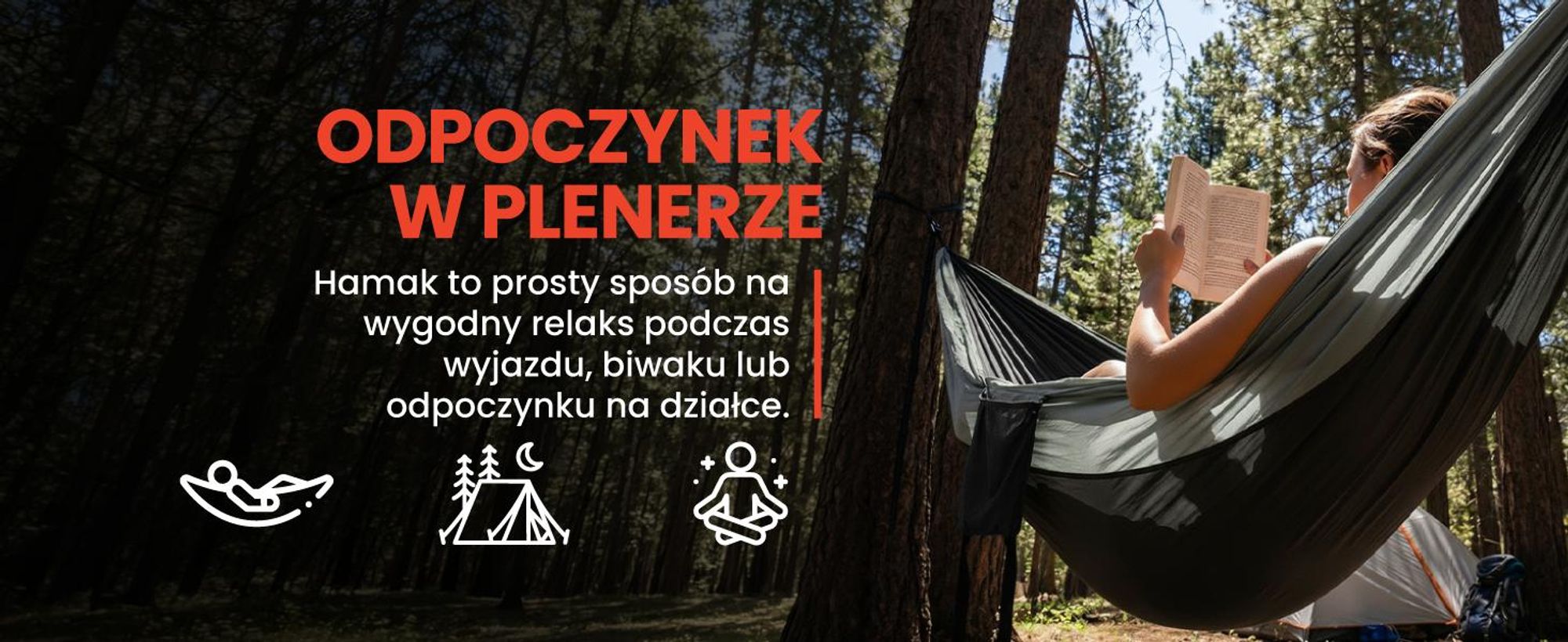 Hamak Turystyczny Jednoosobowy Duży 275x150cm Ogrodowy Podróżny na Biwak CALM275 Grey