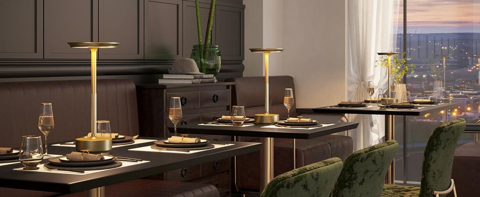 6er Set Kabellose Dimmbare LED Akku Tischleuchten, Touch Tischlampen, 3 Lichtfarben, Nachttischlampen für Wohnzimmer Schlafzimmer, Gold