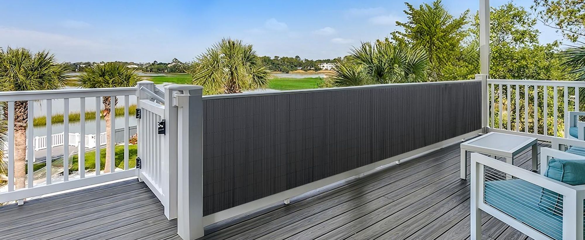 PVC Sichtschutzmatte Balkon Sichtschutz Doppelte Sichtschutzzaun, 100x400 cm
