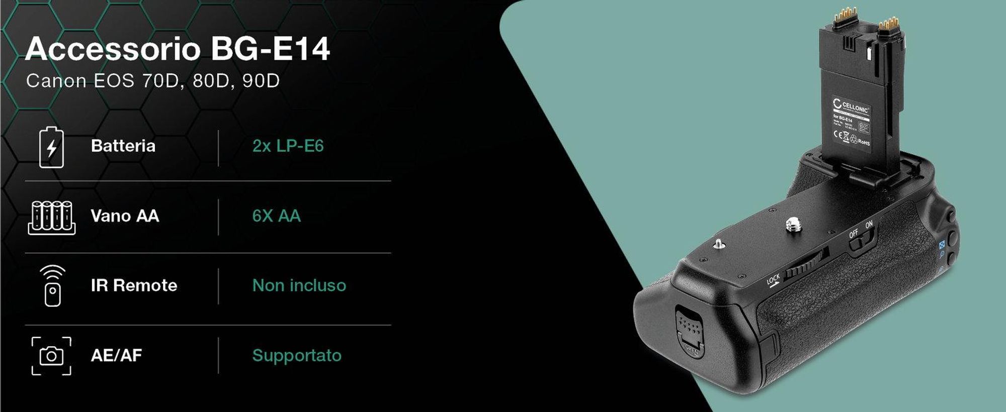 CELLONIC Impugnatura BG-E10 compatibile con Battery grip per fotocamera fotografia verticale multifunzione portabatterie LP-E10