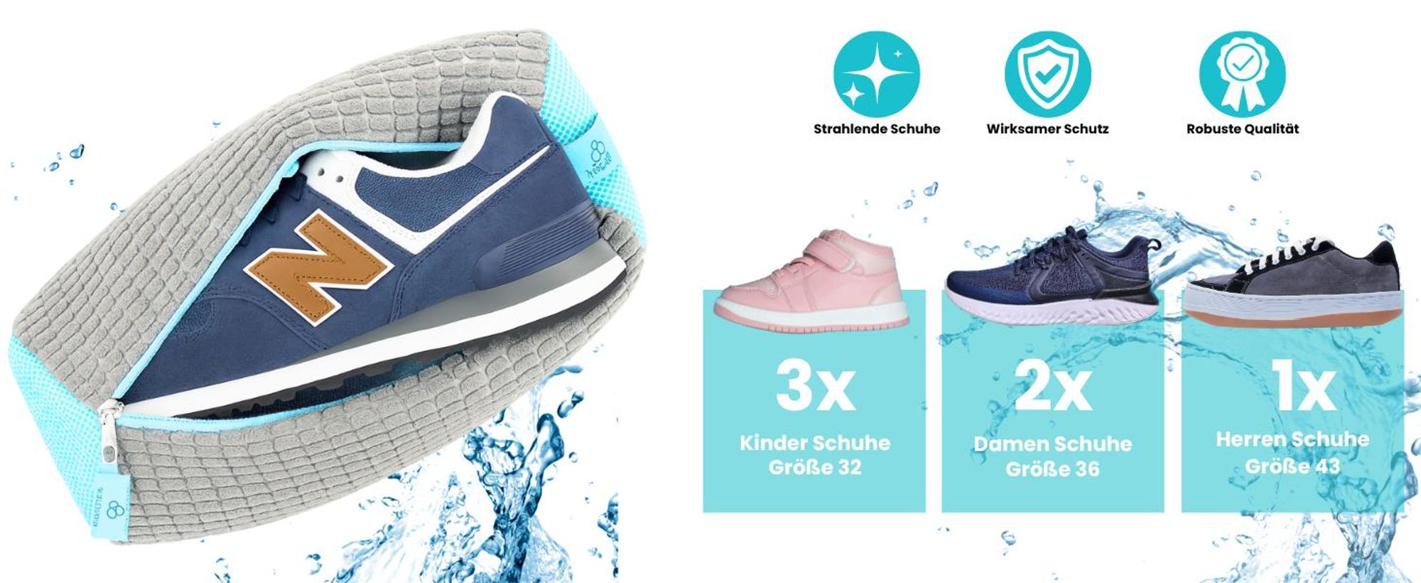 T&B Schuhwaschbeutel Waschmaschine –2 Stück - Grau - 360° Reinigung - Wäschesack Schuhe - wiederverwendbarer Schuhwaschsack für Sneaker, Turnschuhe, S