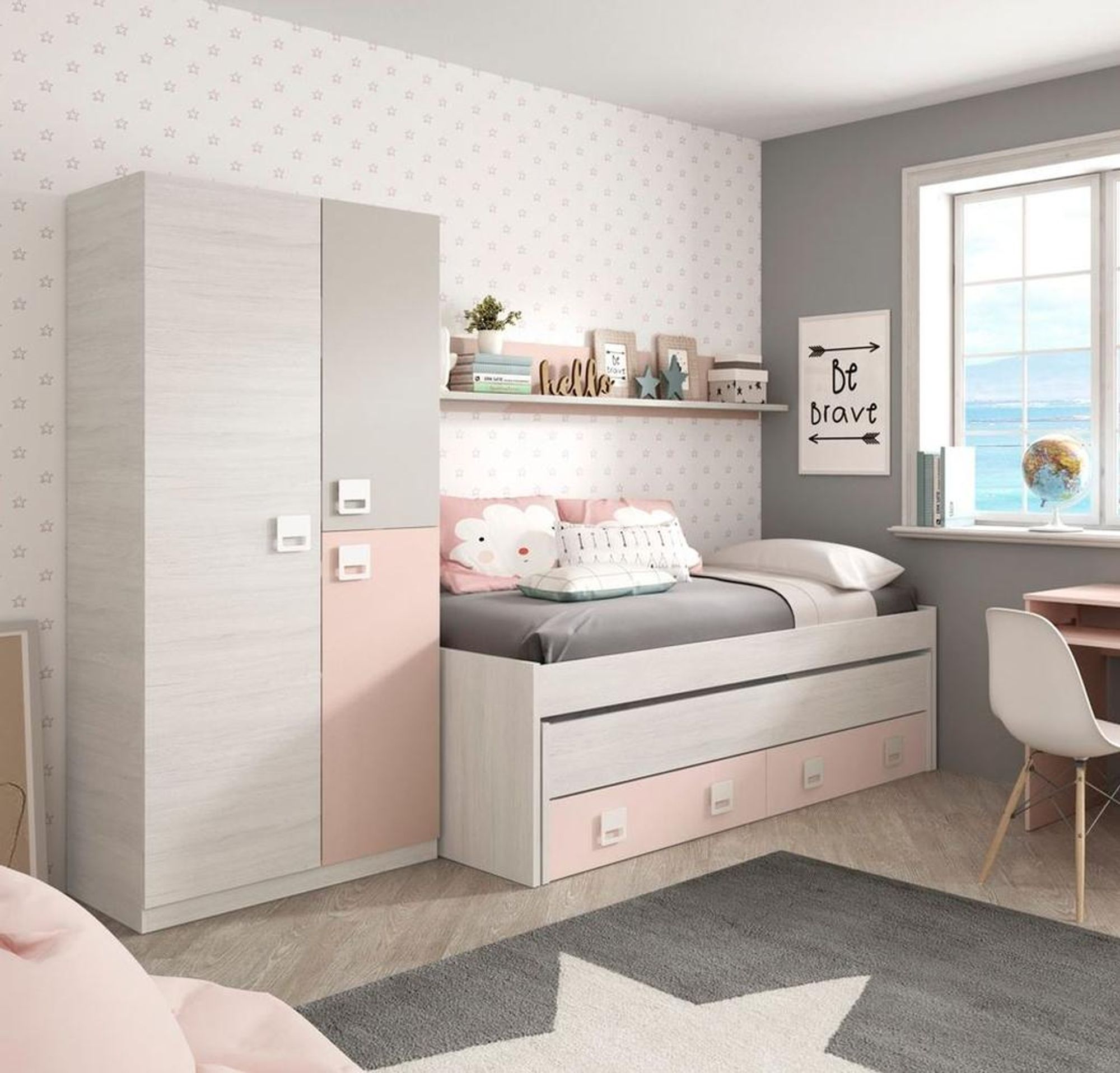 NUBE Jugendzimmer-Set – modernes Komplettzimmer mit Kojenbett und viel Stauraum