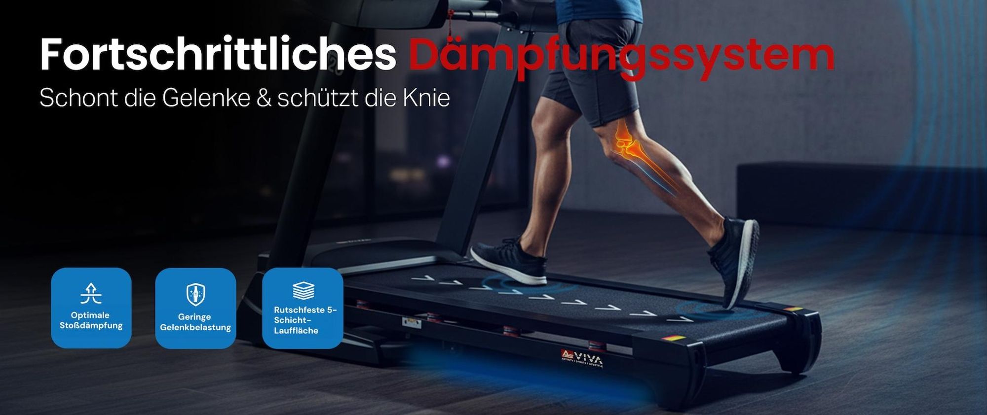 Laufband klappbar AsVIVA T20 Heimtrainer bis 18 km/h leise stabil mit großer Lauffläche App-kompatibel für Zuhause