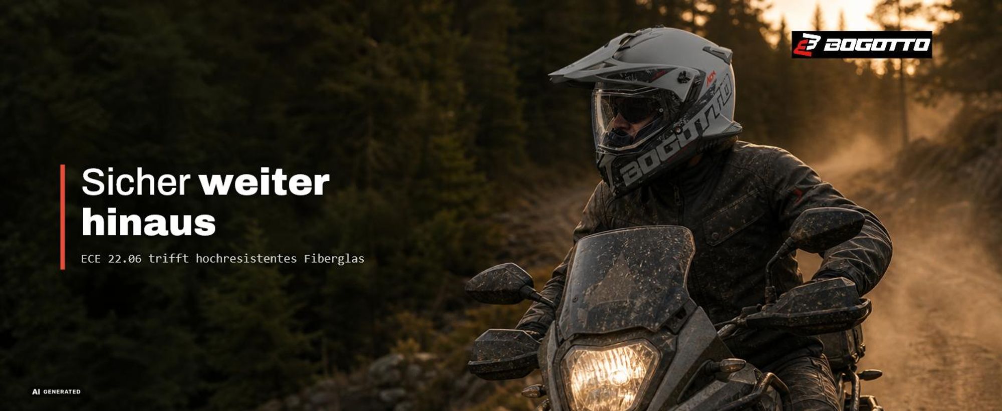 Bogotto FG-601 Duo Fiberglas Enduro Helm, grün matt, 3XL