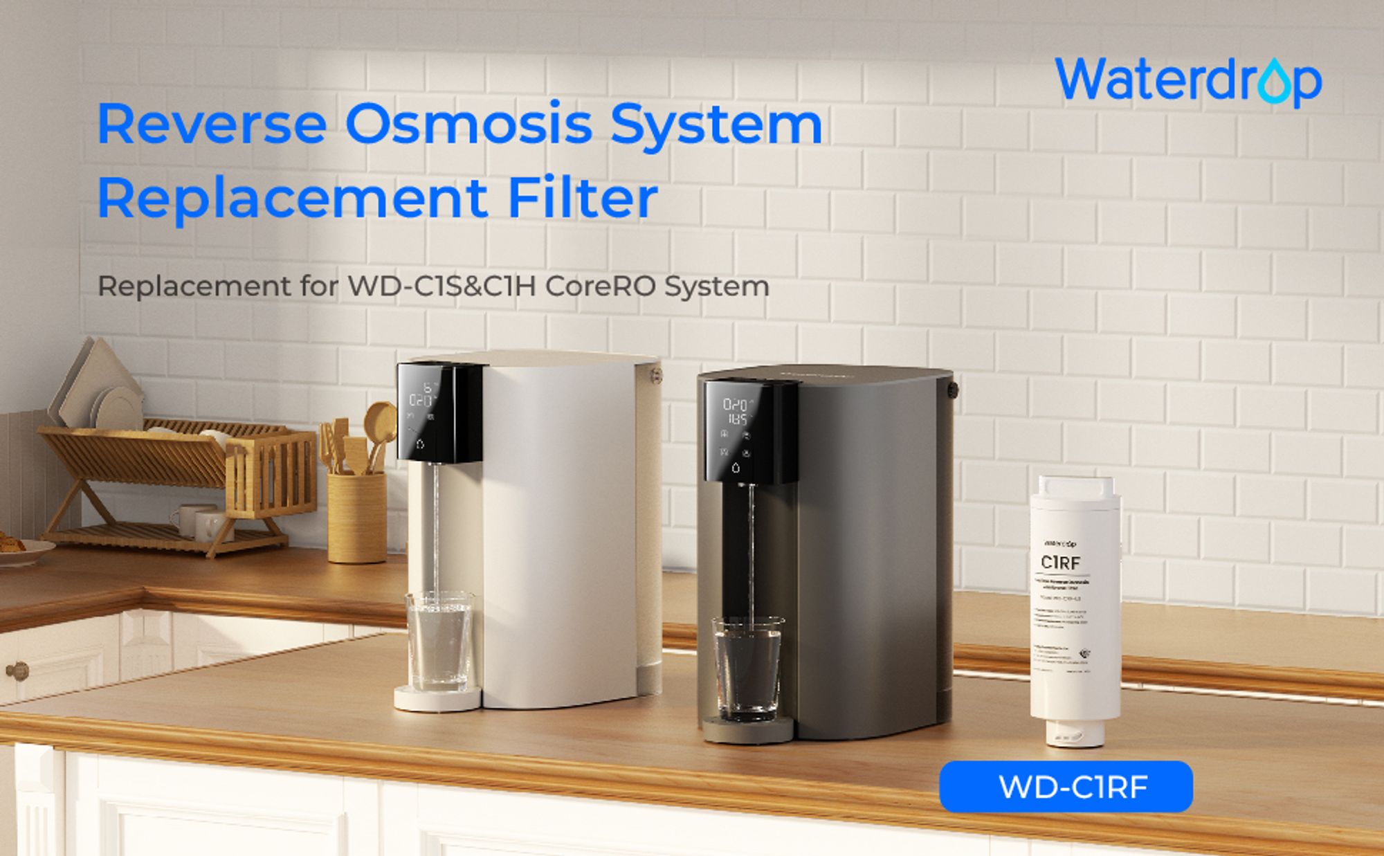 Waterdrop WD-C1RF Filter, Ersatz für WD-C1H CoreRO System, 12 Monate Lebensdauer