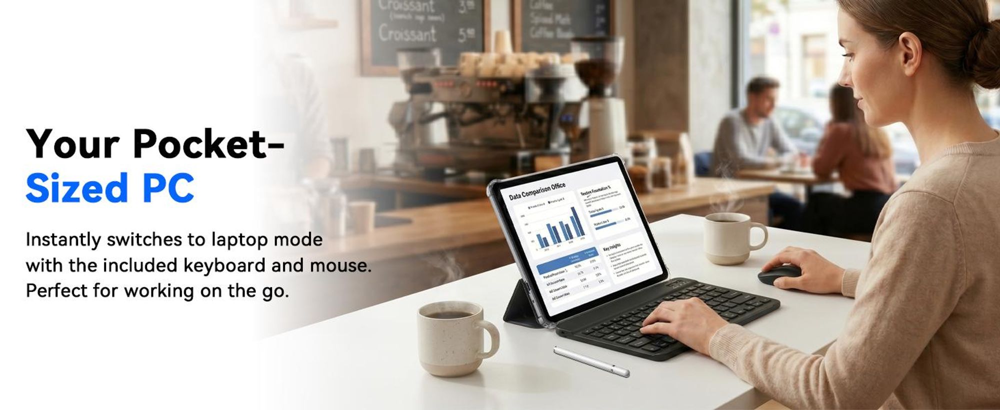 TABWEE T70 11“ Tablet, 32(8+24)+256GB, Android 16, 8000mAh, BT5.0, Face ID, Widevine L1, Rheinland, Umfasst Tastatur, Maus, Eingabestift usw