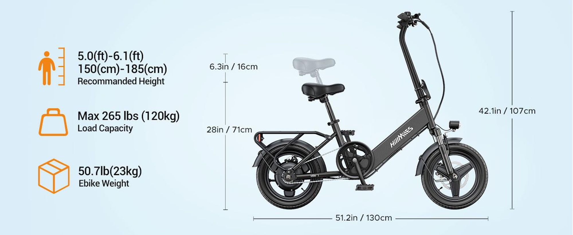 14 Zoll E-Bike Klappräder E-Bikes 250W, 25km/h, 65 km Reichweite, 36V/10.4Ah AKKU Elektrofahrrad Klappbar E-Bike City E-Bikes & E-Hollandräder Faltbar