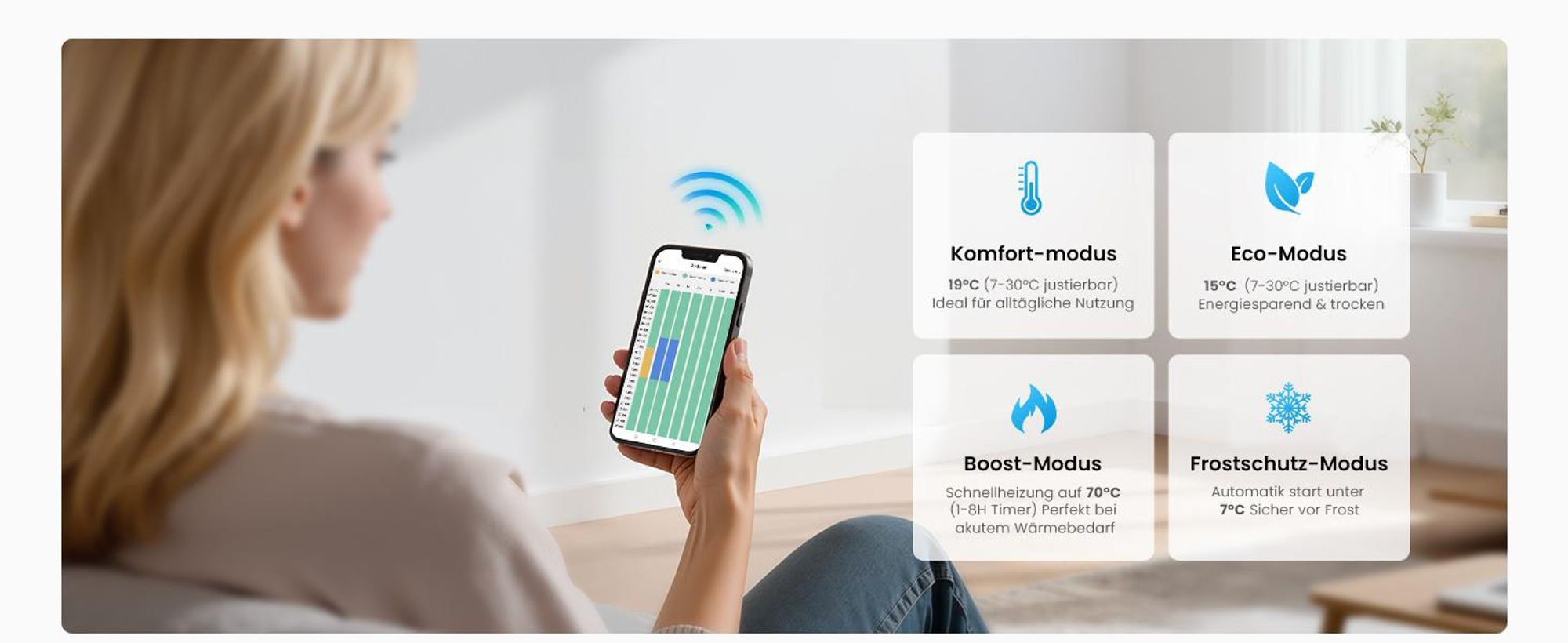 Heilmetz WLAN Elektrischer Handtuchheizkörper 90x50cm Weiß, 400W Badheizkörper Flachrohr, Smart Heizkörper Handtuchtrockner mit App & Timer