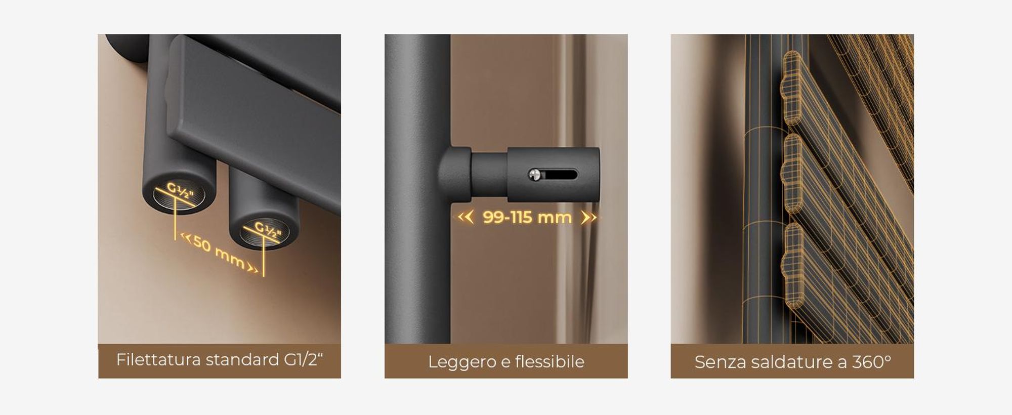 S'AFIELINA 1599x500mm Radiatore da bagno Radiatore per asciugamani Radiatore a pannello piatto per bagno Attacco laterale antracite 794 Watt