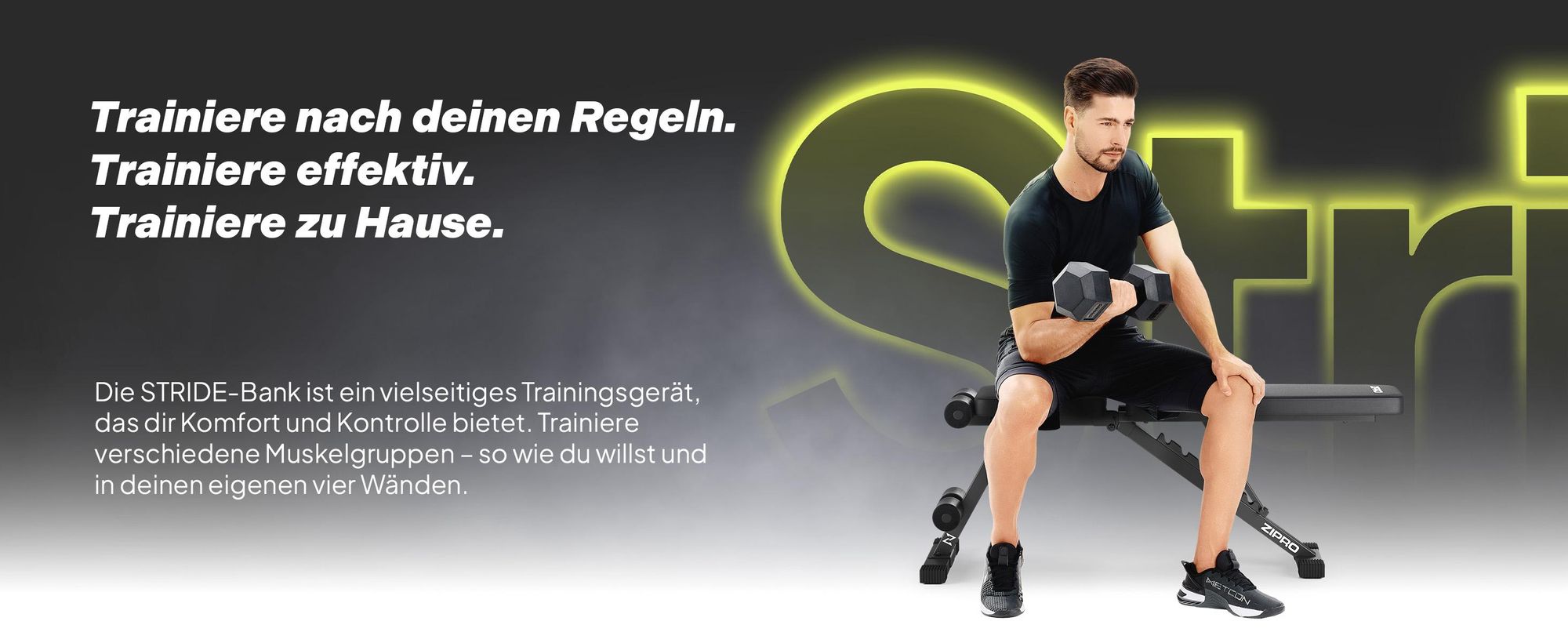 ZIPRO Stride Hantelbank Klappbar - Trainingsbank Verstellbar 300 kg Flachbank Schrägbank Negativbank Kraftstation Fitnessgerät für Zuhause