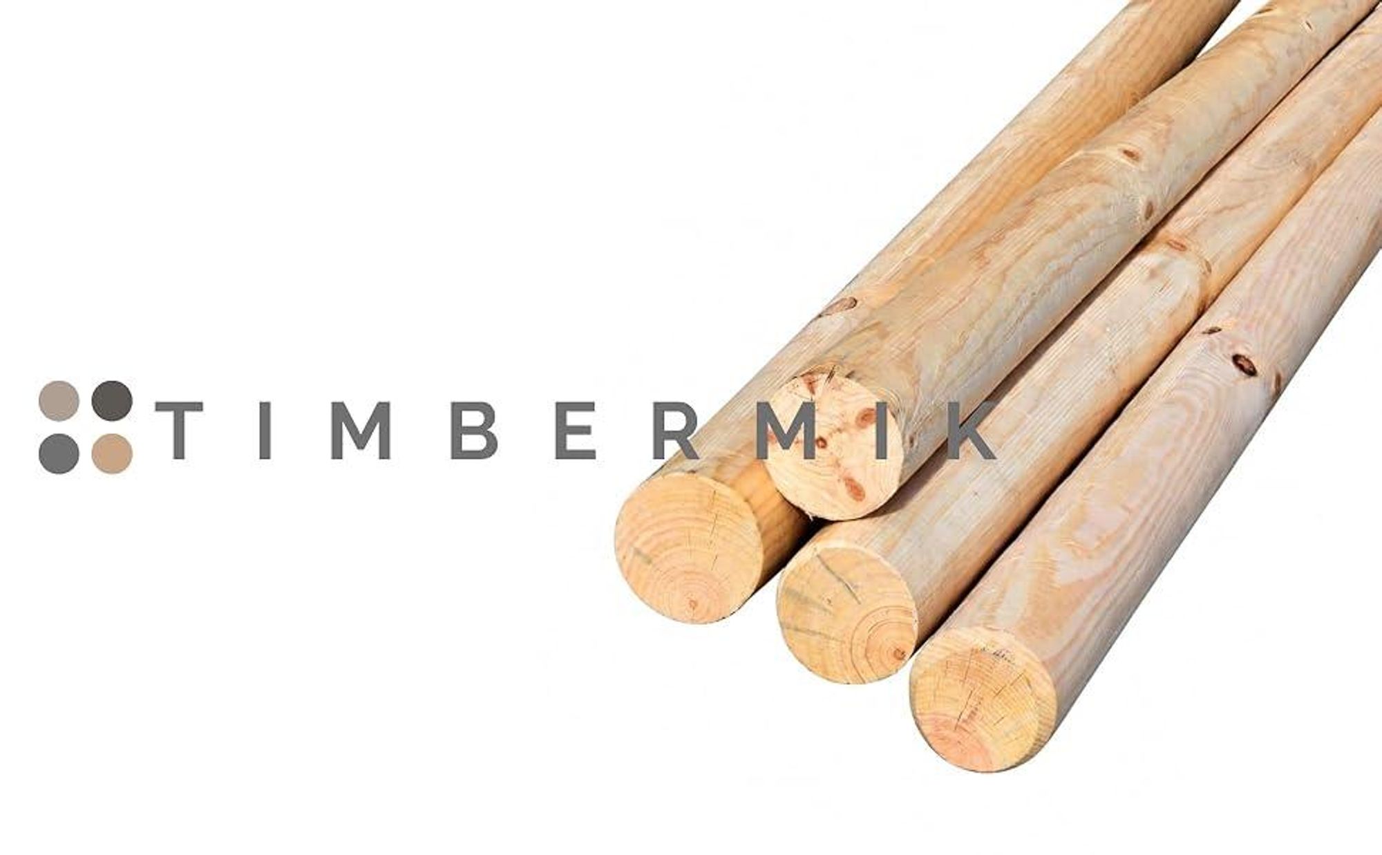 TIMBERMIK Holzpalisaden Ø 6x240 cm 4er-Set Beidseitig Gefast Unbehandelt Kiefernholz Nicht Imprägniert Ohne Spitze