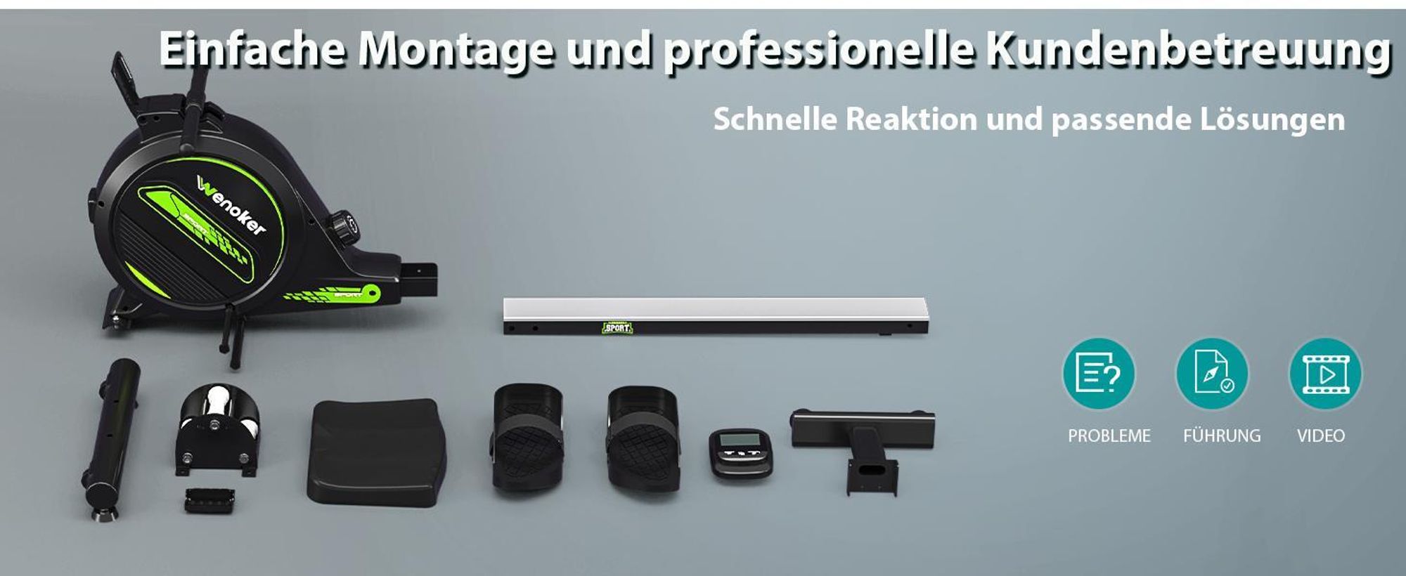 Wenoker Rudergerät für Zuhause mit APP, Leises Magnetisches Rudergerät mit LCD-Display, 16 Stufen Widerstand, Indoor-Gerät für das Home-Gym