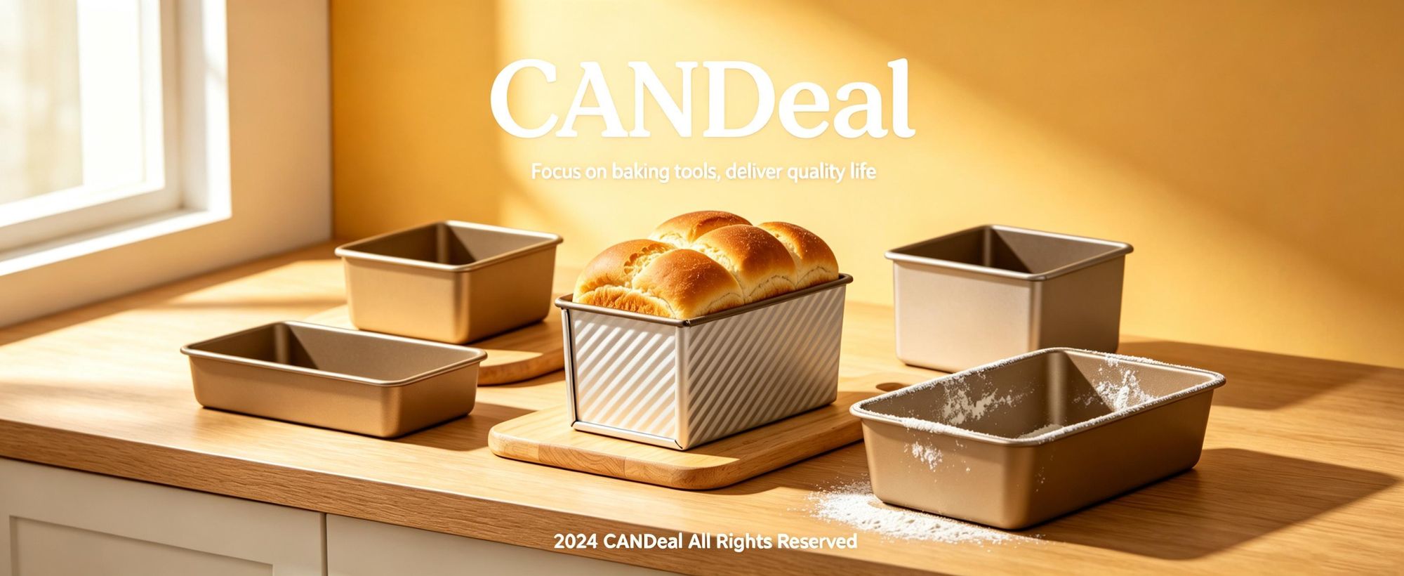 CANDeal Für 1000g Teig Toast Brot Backform Gebäck Kuchen Brotbackform Mold Backform mit Deckel(Gold-Rechteck-Welle)