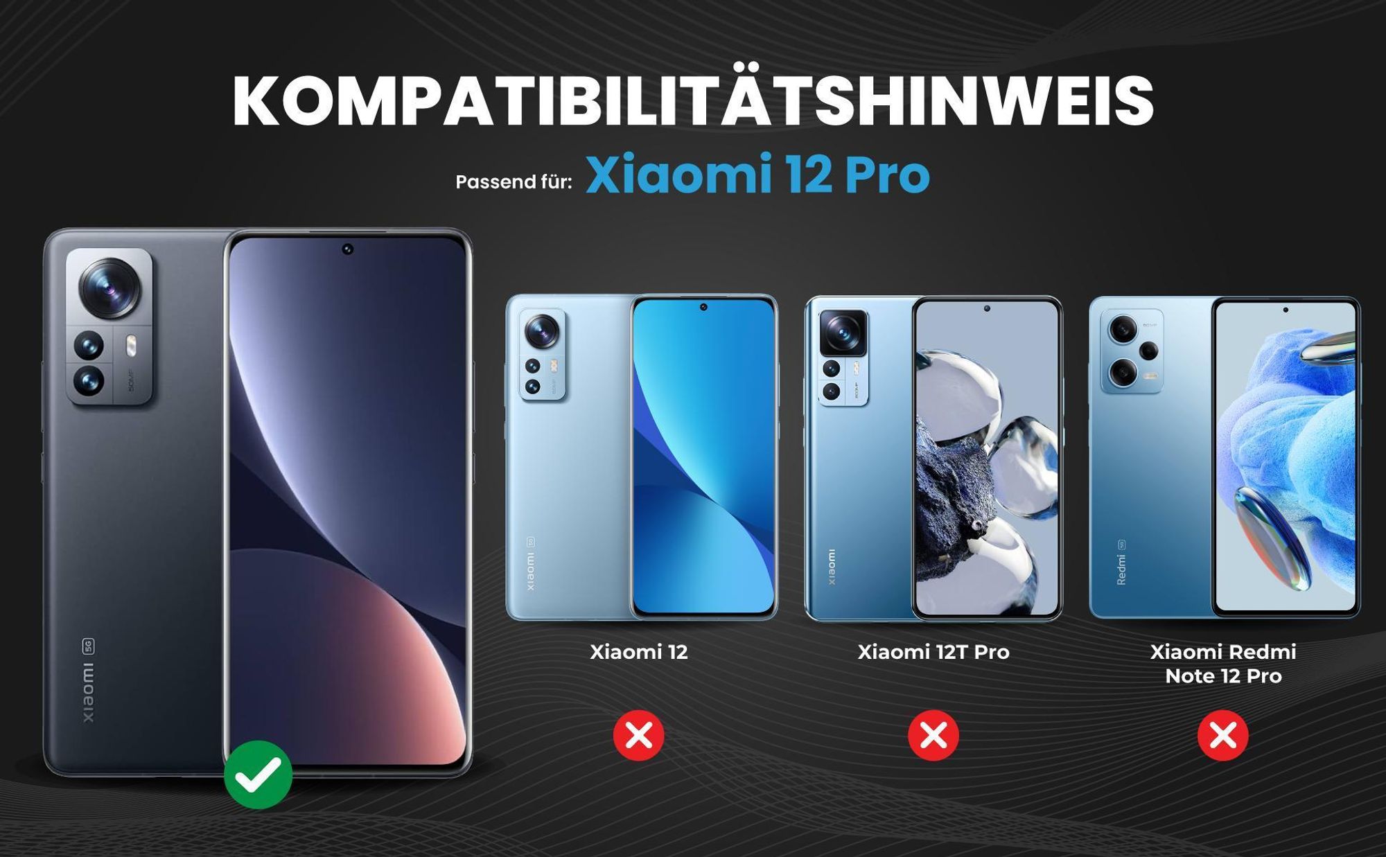 Kompatibilitätshinweise Hülle für Xiaomi 12 Pro