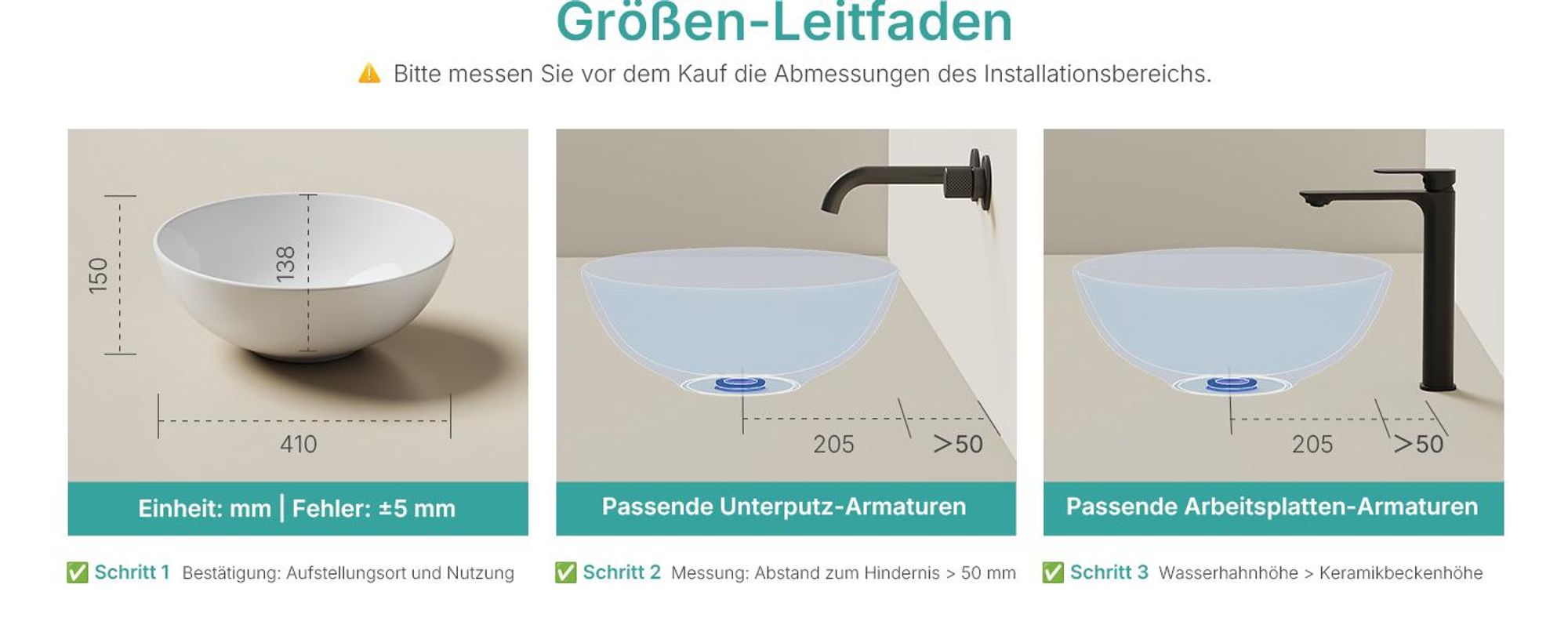 EMKE Aufsatzwaschbecken Rund 415x415x155mm, Keramik Waschschale in Glänzend Weiß Matt Weiß, ohne Hahnloch & Überlauf, odernes Design für stilvolle Bäd