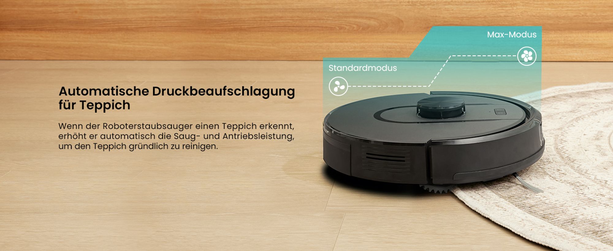 Vactidy W11 3-in-1 Staubsauger Roboter Saugroboter für Teppich