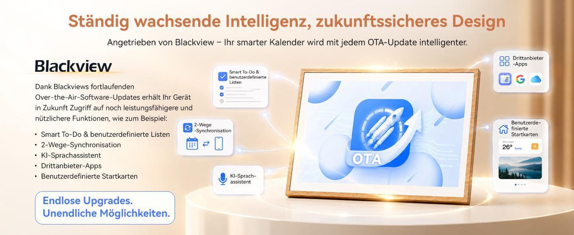 Blackview NEST 10, 10,1" Digitaler Kalender und Bilderrahmen mit Touch, WIFI, 1280x800, 16:10, Foto-Sharing, einzigartiges Geschenk für Paare